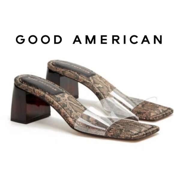 NEW Good American Women Square Toe Slide Heels Sandals shoes sz 6.5 - Picture 2 of 14